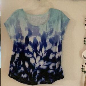 Apt. 9 Blue Floral Cap Sleeve T-Shirt Blouse